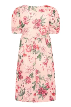 YOURS LONDON Curve Pink Floral Print Bow Front Midi Dress -Outlet Stylo Wise Store fe0d1a89 74de 43 161308 BK scaled