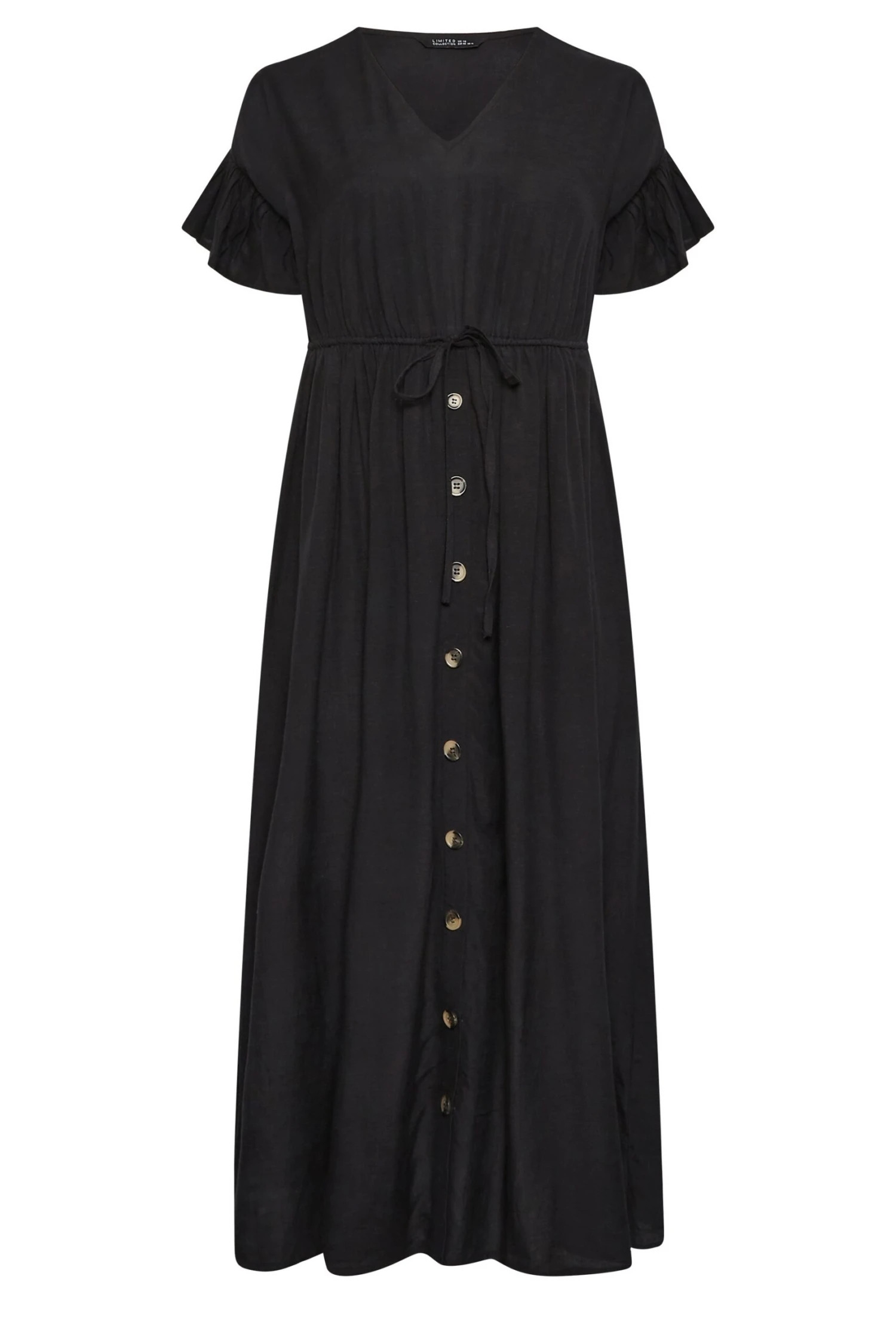 LIMITED COLLECTION Curve Black Frill Sleeve Cotton Maxi Dress 5 LIMITED COLLECTION Curve Black Frill Sleeve Cotton Maxi Dress - Image 5