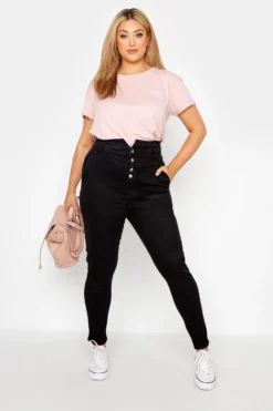 YOURS Curve Black Corset Waist Stretch Skinny AVA Jeans