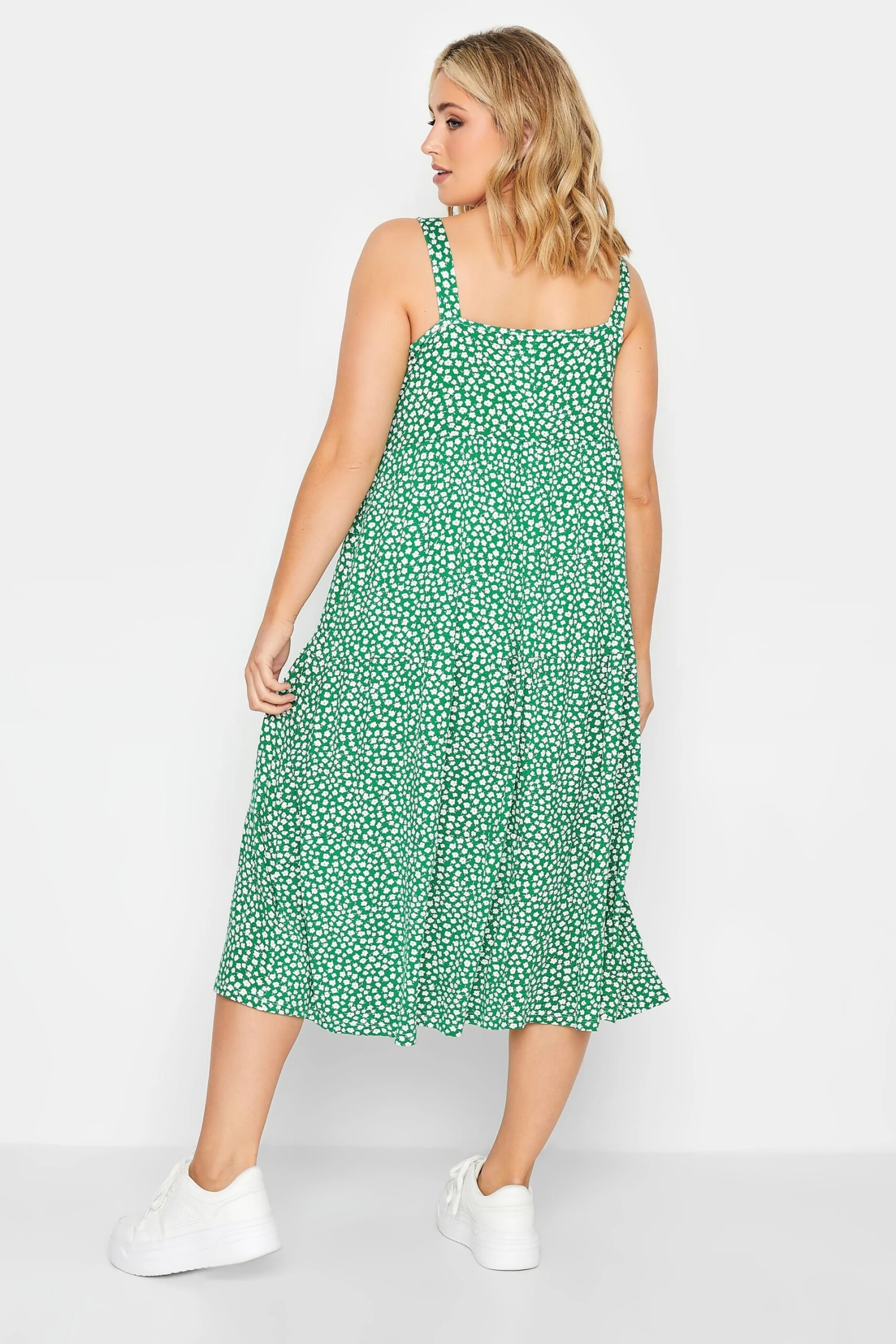 YOURS Curve Green Ditsy Print Midi Sundress 2 YOURS Curve Green Ditsy Print Midi Sundress - Image 2
