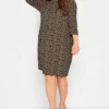 YOURS Curve Black & Beige Polka Dot Midi Dress