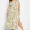 YOURS Curve White Floral Print Shirred Maxi Dress
